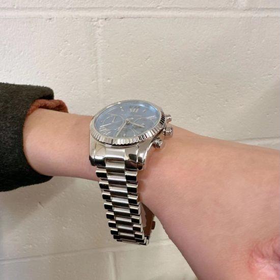 Michael Kors Lexington Chronograph Blue Dial Silver Steel Strap Watch For Women - MK7215 Buy Now By Michael Kors