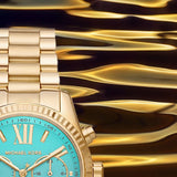 Michael Kors Lexington Chronograph Blue Dial Gold Steel Strap Watch For Women - MK7216 Buy Now By Michael Kors