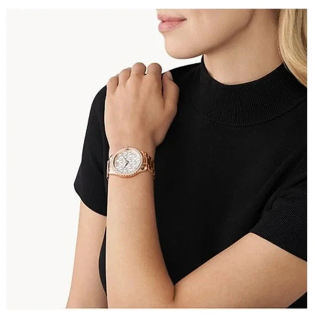 Michael Kors Layton Three Hand Silver Dial Rose Gold Steel Strap Watch For Women - MK7297 Buy Now By Michael Kors