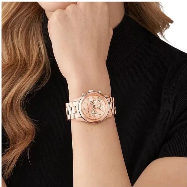 Michael Kors Runway Chronograph Rose Gold Dial Rose Gold Steel Strap Watch For Women - MK7324 Buy Now By Michael Kors