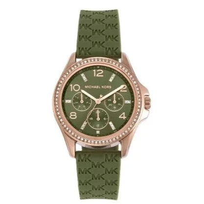 Michael Kors Mini Pilot Chronograph Green Dial Green Silicone Strap Watch For Women - MK7421 Buy Now By Michael Kors