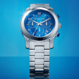Michael Kors Runway Stop Hunger Blue Dial Silver Steel Strap Watch for Women - MK7427 Buy Now By Michael Kors
