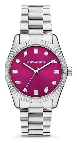 Michael Kors Lexington Three-Hand Pink Dial Silver Steel Strap Watch For Women - MK7443 Buy Now By Michael Kors