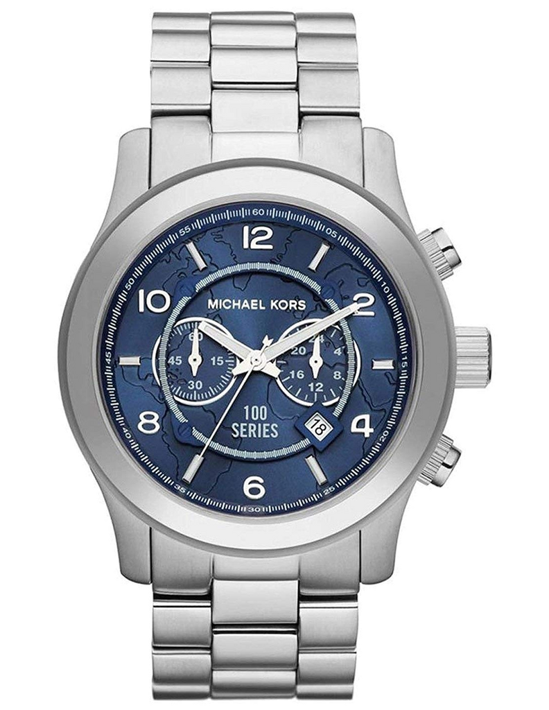 Michael Kors Stop Hunger Chronograph Blue Dial Silver Steel Strap Watch for Men - MK8314 Buy Now By Michael Kors