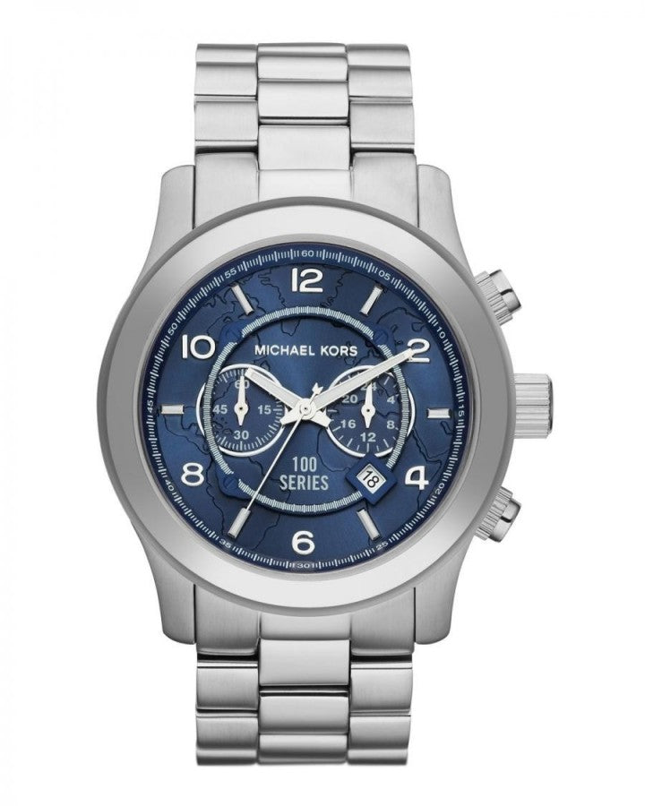 Michael Kors Stop Hunger Chronograph Blue Dial Silver Steel Strap Watch for Men - MK8314 Buy Now By Michael Kors