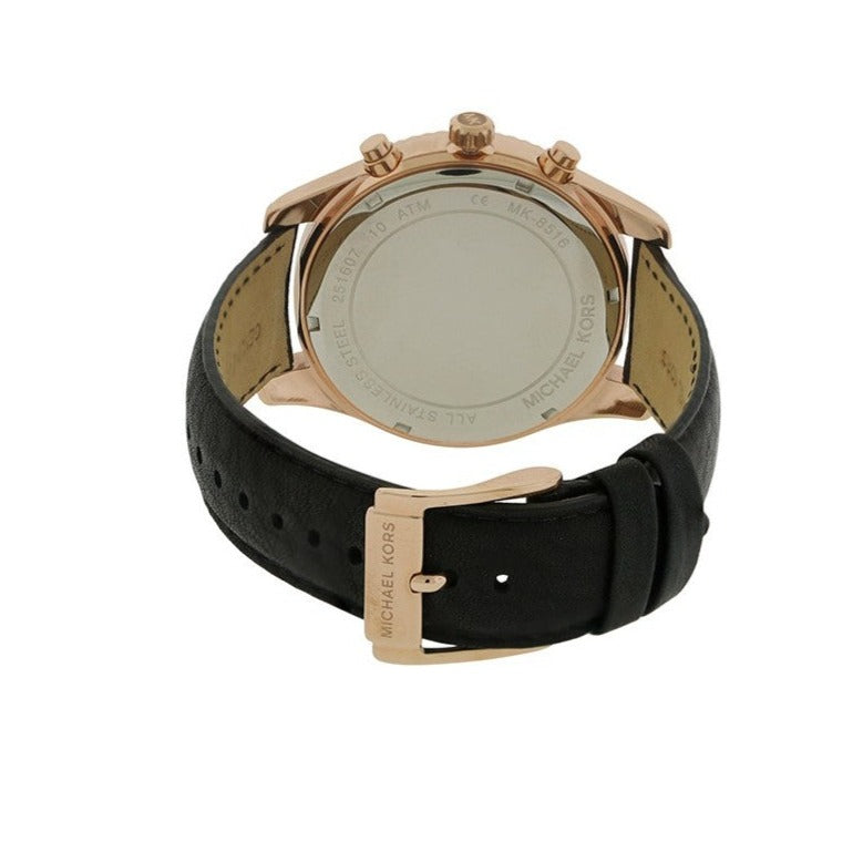 Michael Kors Lexington Chronograph Rose Gold Dial Black Leather Strap Watch For Men - MK8516 Buy Now By Michael Kors