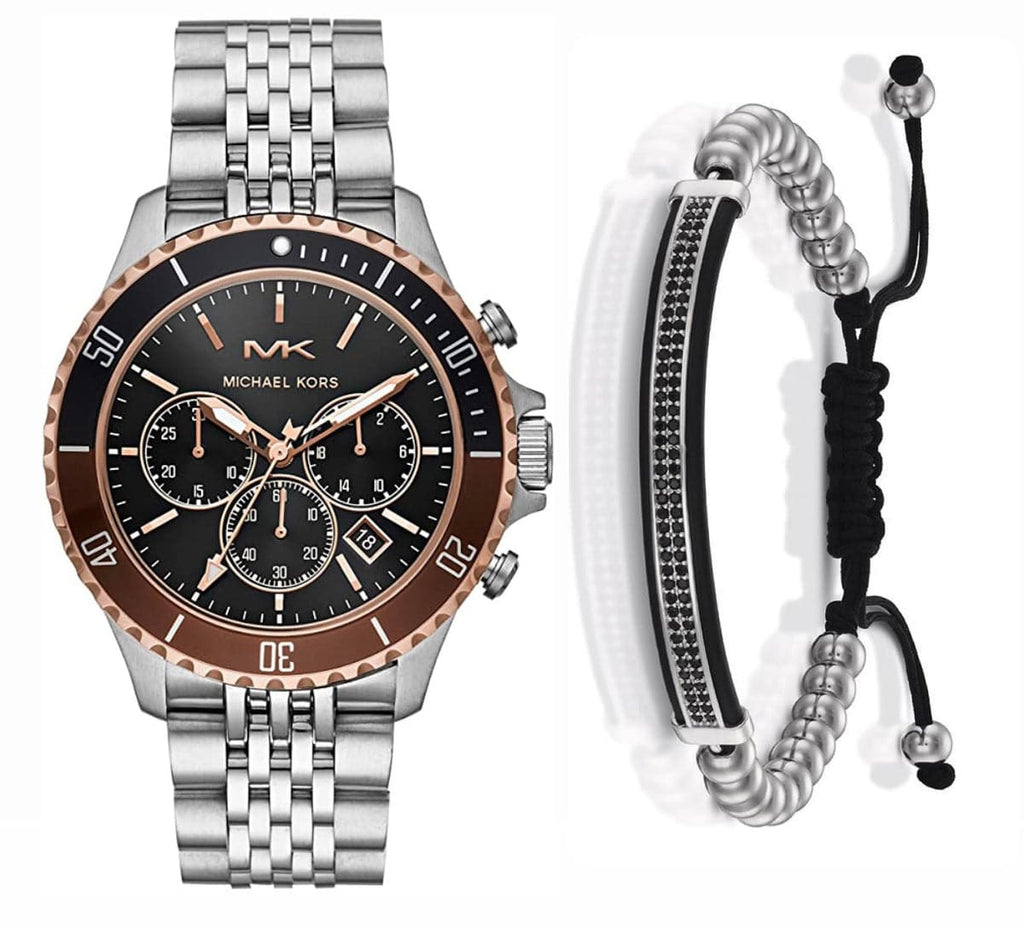 Michael Kors Bayville Chronograph Black Dial Silver Steel Strap Watch For Men - MK8725 Buy Now By Michael Kors