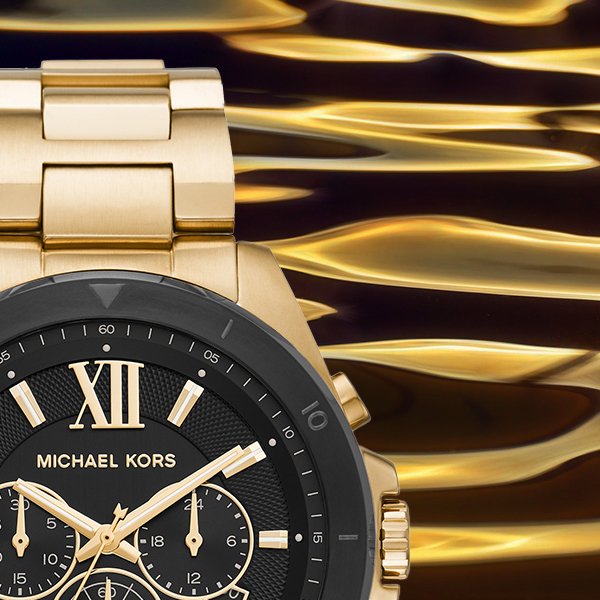 Michael Kors Brecken Chronograph Black Dial Gold Steel Strap Watch For Men - MK8848 Buy Now By Michael Kors