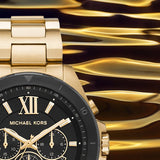 Michael Kors Brecken Chronograph Black Dial Gold Steel Strap Watch For Men - MK8848 Buy Now By Michael Kors