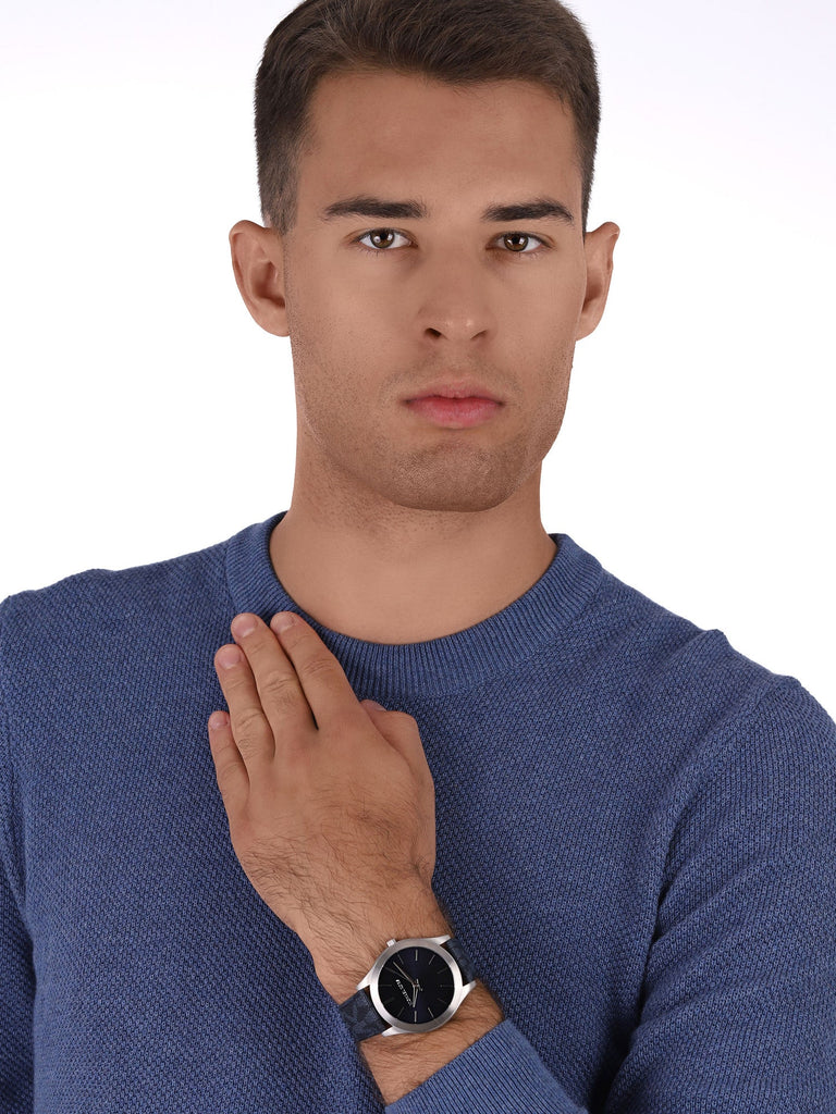 Michael Kors Slim Runway Analog Blue Dial Blue Leather Strap Watch For Men - MK8907 Buy Now By Michael Kors