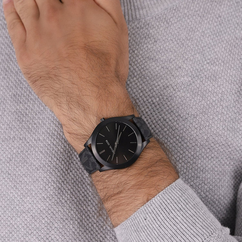 Michael Kors Slim Runway Black Dial Black Leather Strap Watch For Men - MK8908 Buy Now By Michael Kors
