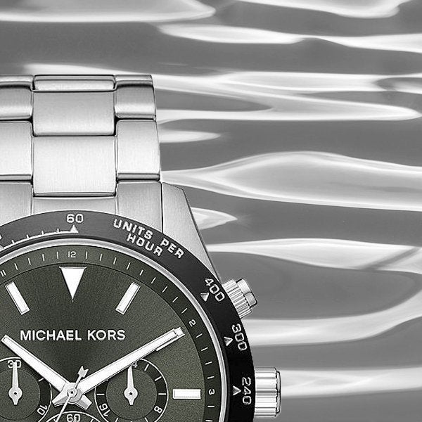 Michael Kors Layton Chronograph Green Dial Silver Steel Strap Watch For Men - MK8912 Buy Now By Michael Kors