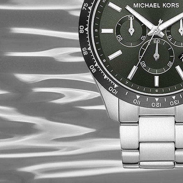 Michael Kors Layton Chronograph Green Dial Silver Steel Strap Watch For Men - MK8912 Buy Now By Michael Kors
