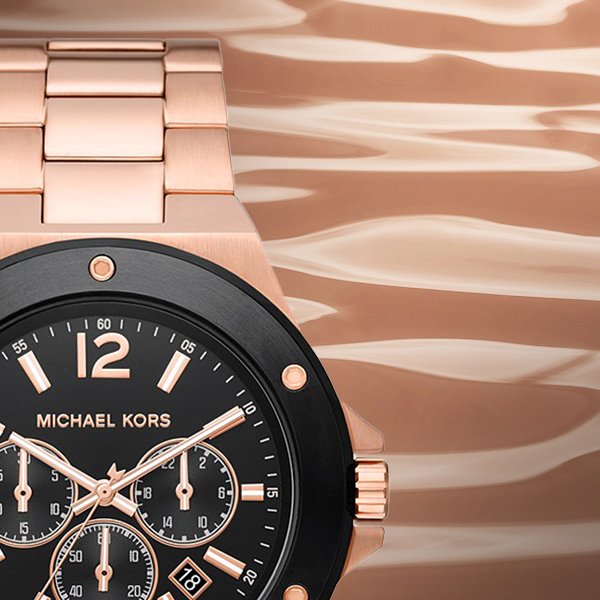 Michael Kors Lennox Chronograph Black Dial Rose Gold Steel Strap Watch For Men - MK8940 Buy Now By Michael Kors