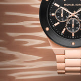 Michael Kors Lennox Chronograph Black Dial Rose Gold Steel Strap Watch For Men - MK8940 Buy Now By Michael Kors