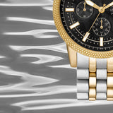 Michael Kors Hutton Chronograph Black Dial Two Tone Steel Strap Watch For Men - MK8954 Buy Now By Michael Kors