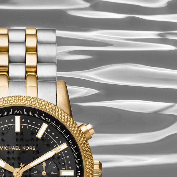 Michael Kors Hutton Chronograph Black Dial Two Tone Steel Strap Watch For Men - MK8954 Buy Now By Michael Kors