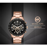 Michael Kors Layton Chronograph Black Dial Rose Gold Steel Strap Watch For Men - MK8824 Buy Now By Michael Kors