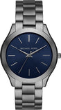 Michael Kors Slim Runway Blue Dial Grey Steel Strap Watch For Men - MK8584 Buy Now By Michael Kors