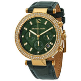 Michael Kors Parker Chronograph Green Dial Green Leather Strap Watch For Women - MK6985 Buy Now By Michael Kors