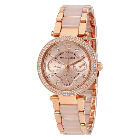 Michael Kors Parker Pink Dial Two Tone Steel Strap Watch for Women - MK6110 Buy Now By Michael Kors