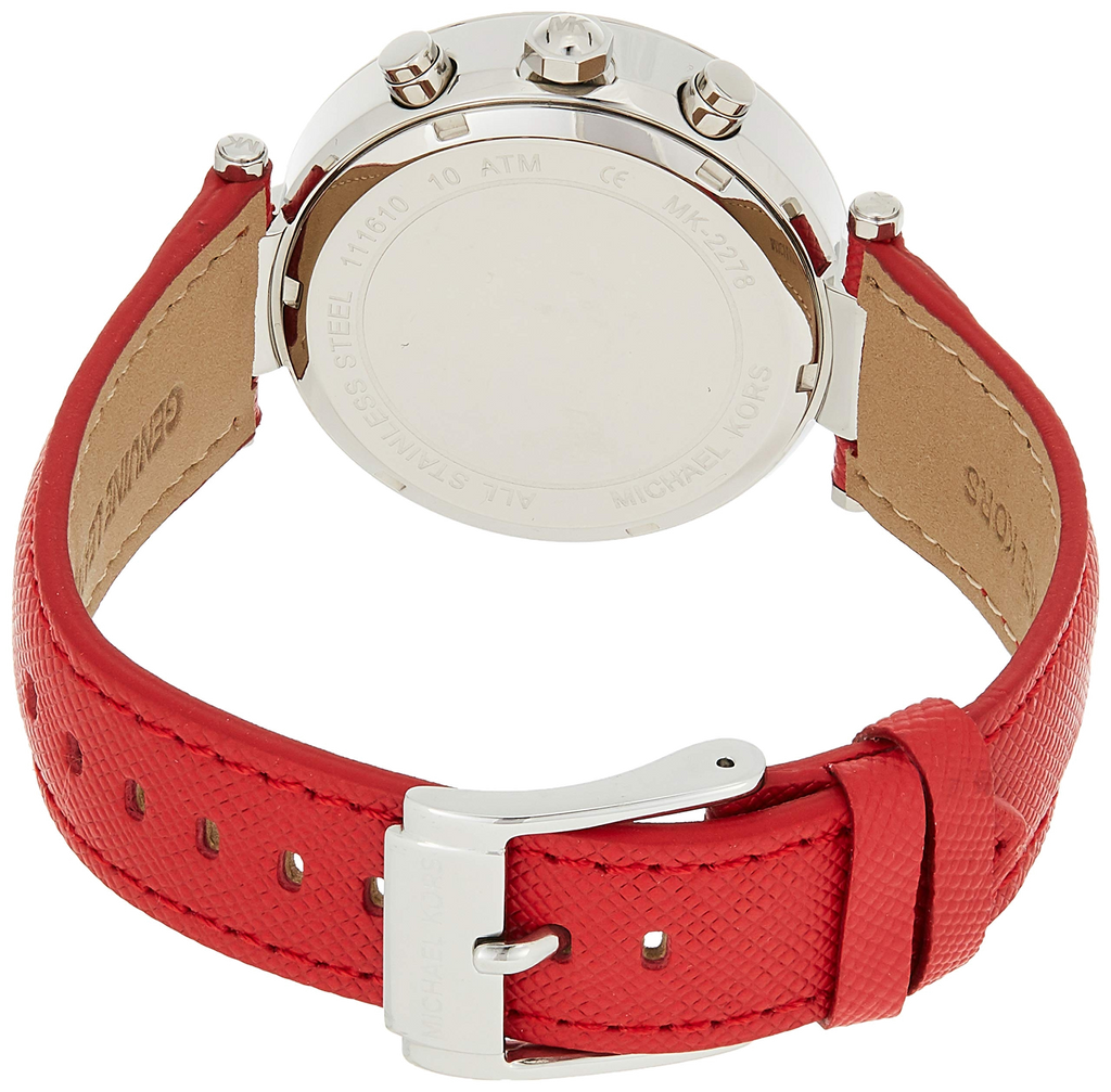 Michael Kors Parker Silver Dial Red Leather Strap Watch for Women - MK2278 Buy Now By Michael Kors