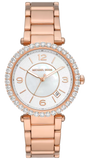 Michael Kors Parker Three-Hand Mother of Pearl White Dial Rose Gold Steel Strap Watch For Women - MK4695 Buy Now By Michael Kors