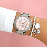 Michael Kors Parker Chronograph Pink Dial Silver Steel Strap Watch For Women - MK6105 Buy Now By Michael Kors
