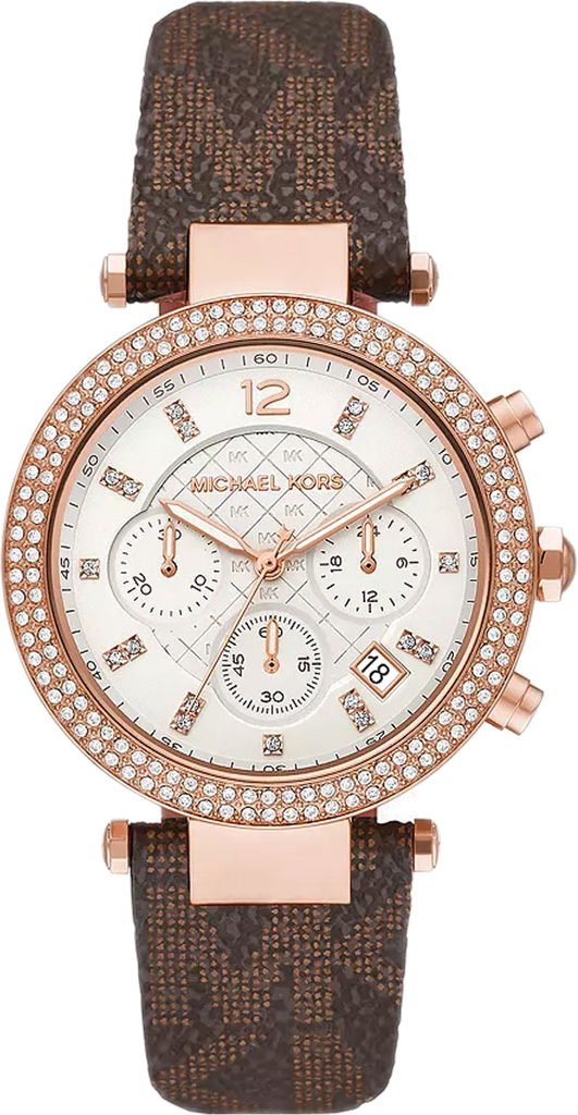Michael Kors Parker Chronograph White Dial Brown Leather Strap Watch For Women - MK6917 Buy Now By Michael Kors