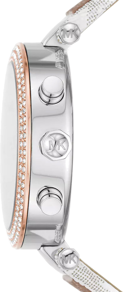 Michael Kors Parker Chronograph White Dial Two Tone Leather Strap Watch For Women - MK6950 Buy Now By Michael Kors
