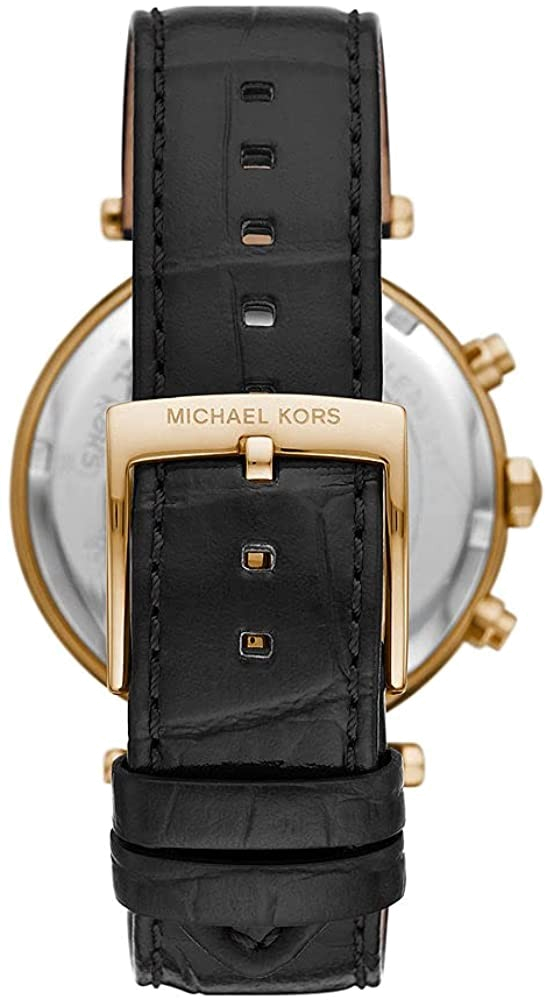 Michael Kors Parker Chronograph Black Dial Black Leather Strap Watch For Women - MK6984 Buy Now By Michael Kors