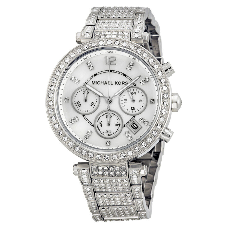 Michael Kors Parker Mother of Pearl Dial Diamonds Silver Steel Strap Watch for Women - MK5572 Buy Now By Michael Kors