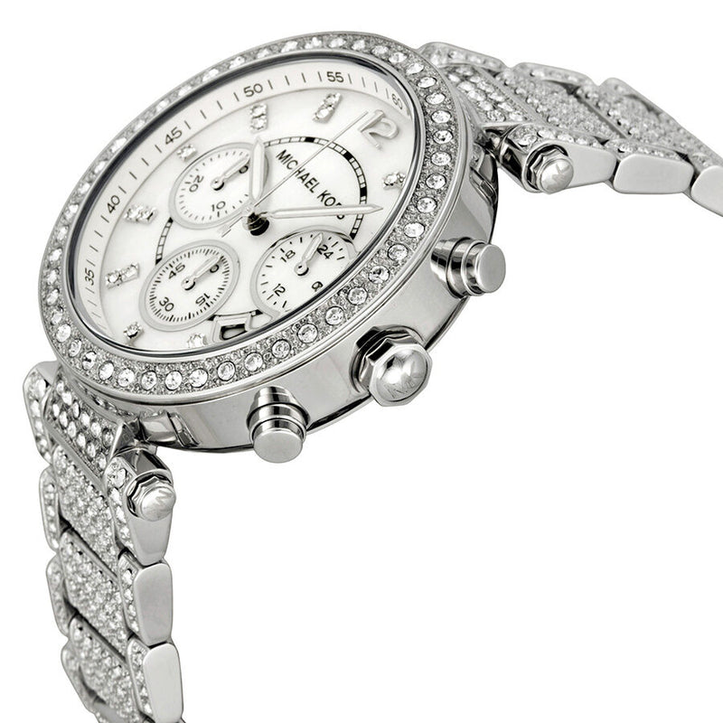 Michael Kors Parker Mother of Pearl Dial Diamonds Silver Steel Strap Watch for Women - MK5572 Buy Now By Michael Kors