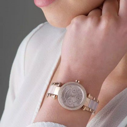Michael Kors Parker Pink Dial Two Tone Steel Strap Watch for Women - MK6110 Buy Now By Michael Kors