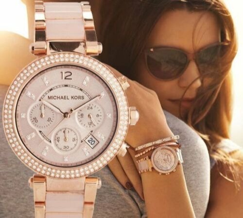 Michael Kors Parker Pink Dial Two Tone Steel Strap Watch for Women - MK5896 Buy Now By Michael Kors