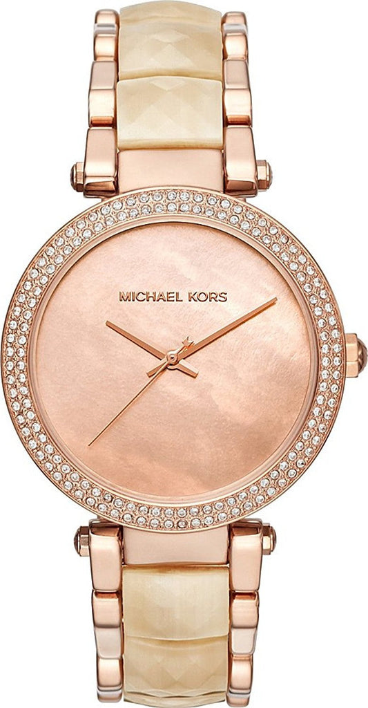 Michael Kors Parker Mother of Pearl Pink Dial Two Tone Steel Strap Watch for Women - MK6492 Buy Now By Michael Kors