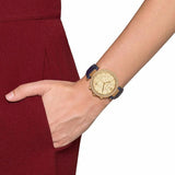 Michael Kors Parker Gold Dial Blue Leather Strap Watch for Women - MK2280 Buy Now By Michael Kors