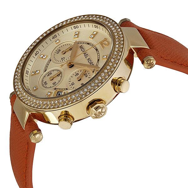 Michael Kors Parker Champagne Dial Orange Leather Strap Watch for Women - MK2279 Buy Now By Michael Kors