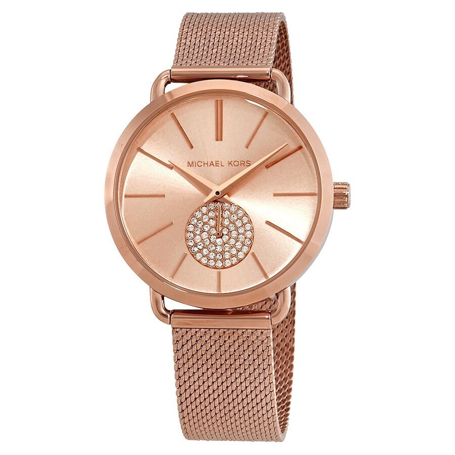 Michael Kors Portia Rose Gold Dial Rose Gold Mesh Bracelet Watch for Women - MK3845 Buy Now By Michael Kors