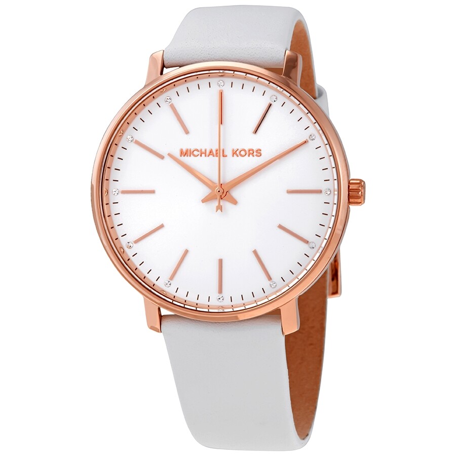 Michael Kors Pyper Quartz White Dial White Leather Strap Watch For Women - MK2800 Buy Now By Michael Kors