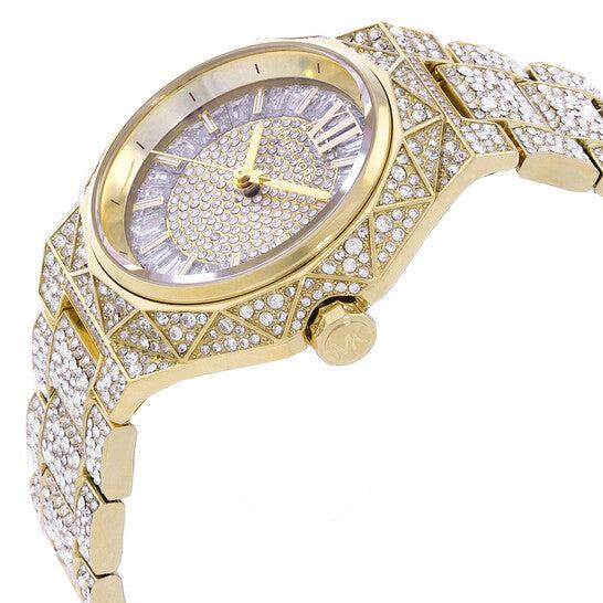Michael Kors Raquel Three Hand Crystals Gold Dial Gold Steel Strap Watch For Women - MK7398 Buy Now By Michael Kors