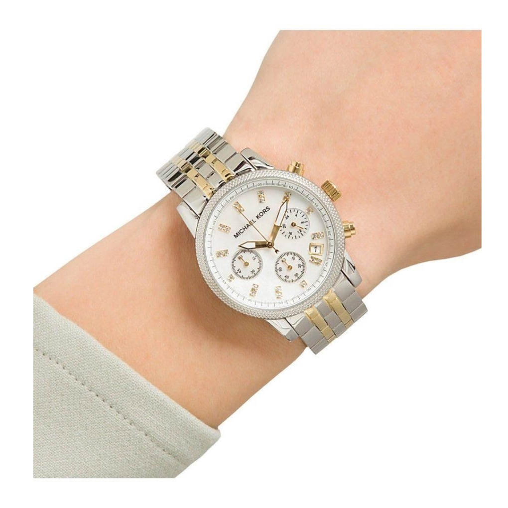 Michael Kors Ritz Chronograph White Dial Two Tone Steel Strap Watch for Women - MK5057 Buy Now By Michael Kors