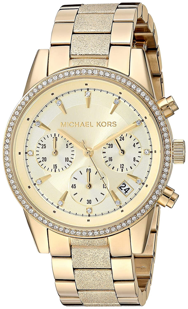 Michael Kors Ritz Chronograph Gold Dial Gold Steel Strap Watch For Women - MK6597 Buy Now By Michael Kors