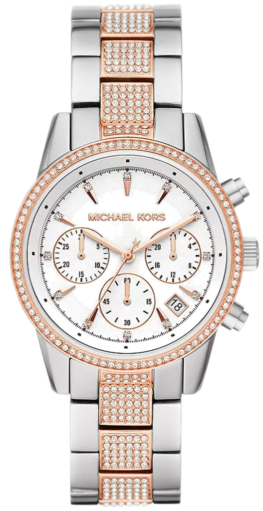 Michael Kors Ritz Chronograph White Dial Two Tone Steel Strap Watch For Women - MK6651 Buy Now By Michael Kors