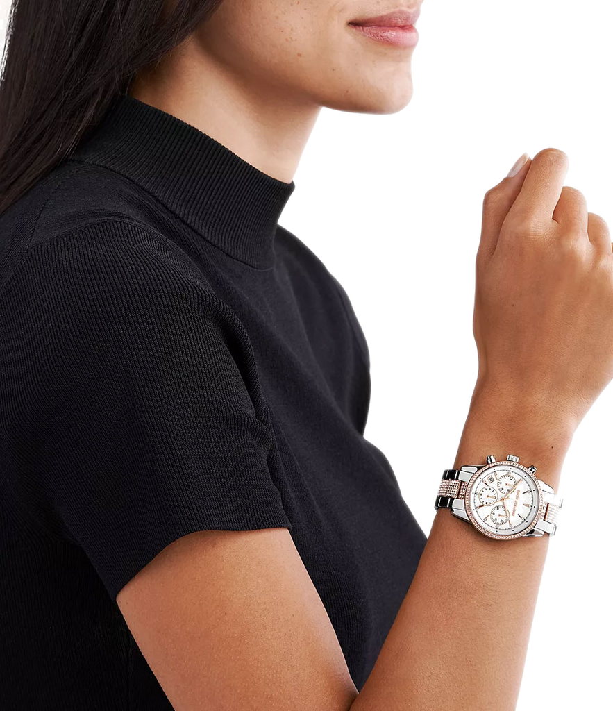 Michael Kors Ritz Chronograph White Dial Two Tone Steel Strap Watch For Women - MK6651 Buy Now By Michael Kors