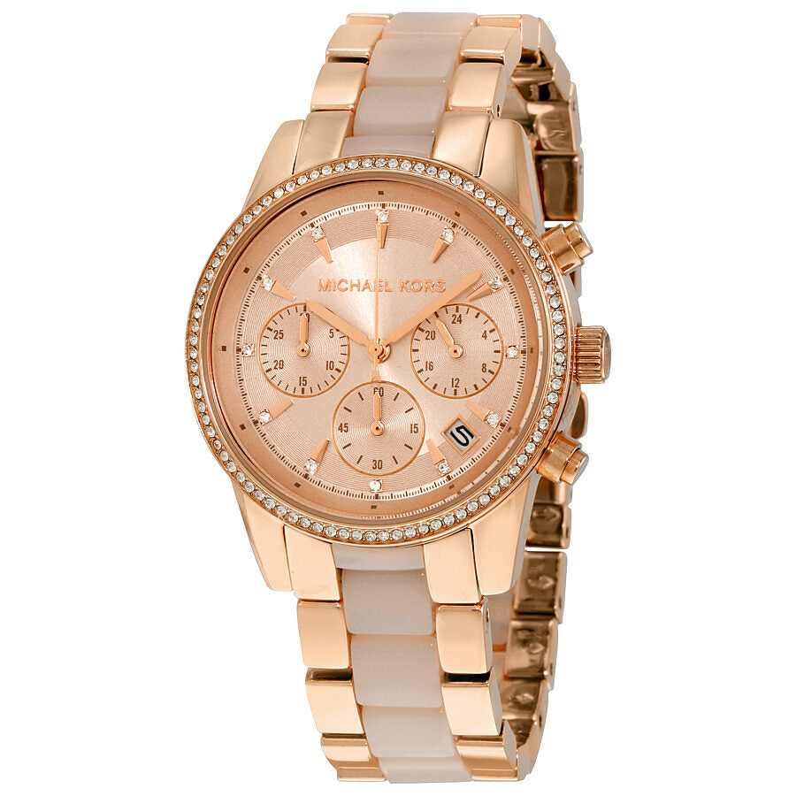 Michael Kors Ritz Chronograph Rose Gold Dial Two Tone Steel Strap Watch for Women - MK6307 Buy Now By Michael Kors