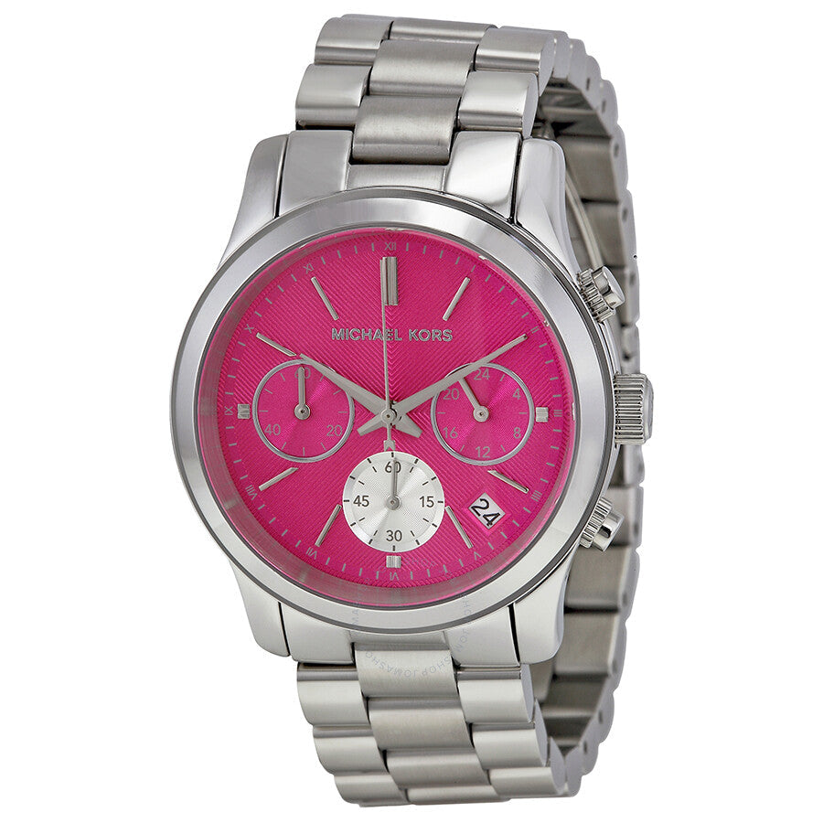 Michael Kors Runway Chronograph Pink Dial Silver Steel Strap Watch for Women - MK6160 Buy Now By Michael Kors