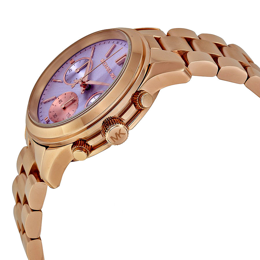 Michael Kors Runway Chronograph Purple Dial Rose Gold Steel Strap Watch For Women - MK6163 Buy Now By Michael Kors