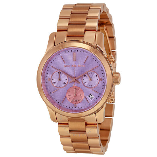 Michael Kors Runway Chronograph Purple Dial Rose Gold Steel Strap Watch For Women - MK6163 Buy Now By Michael Kors