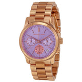 Michael Kors Runway Chronograph Purple Dial Rose Gold Steel Strap Watch For Women - MK6163 Buy Now By Michael Kors